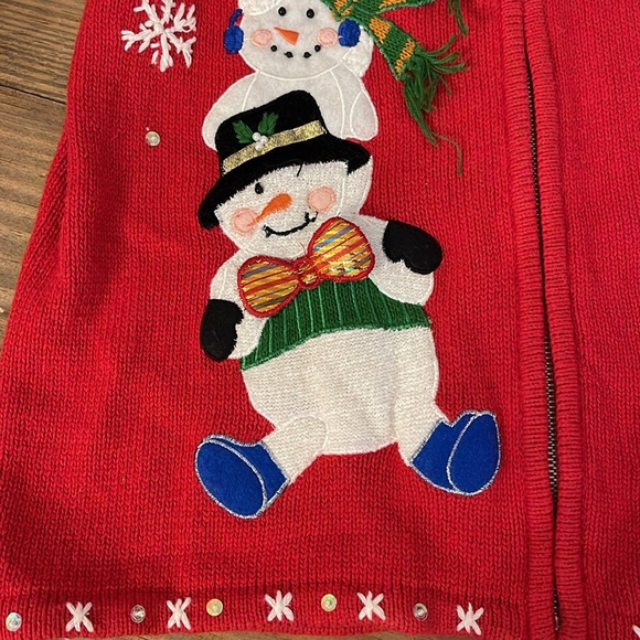 VTG Hampshire Studio Snow Christmas Sweater Vest Women’s L - Picture 6 of 11